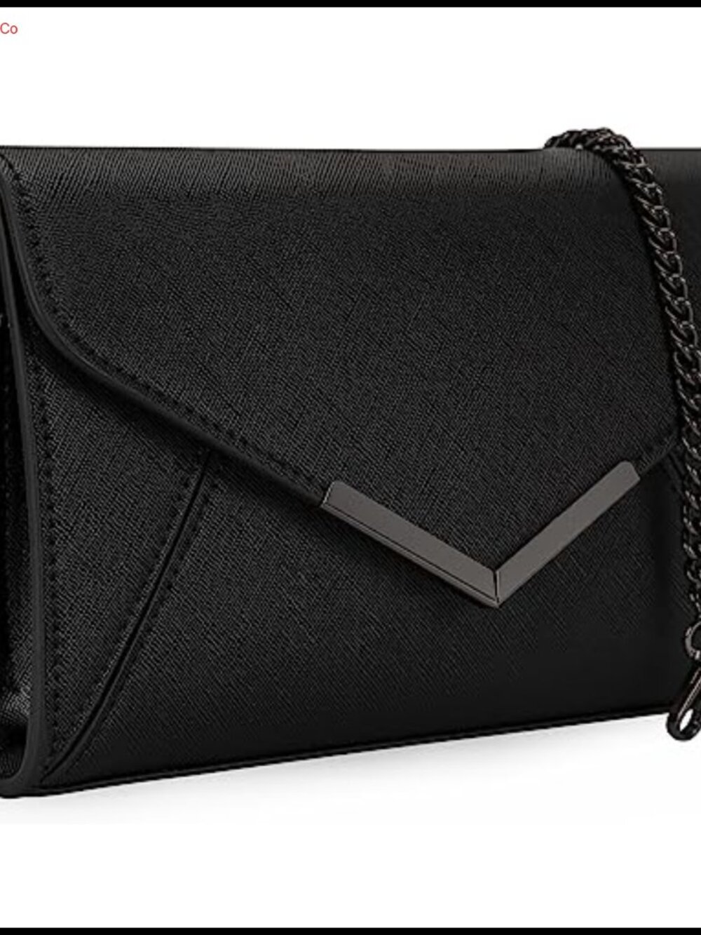 Women's Faux Saffiano Leather Envelope Clutch Evening Handbag Foldover Chain